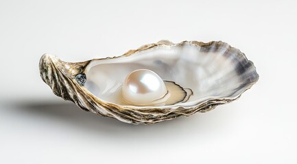 A pearl nestled within an open oyster shell