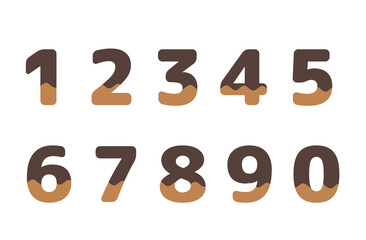 Cute Chocolate Dipped Numbers Set, Sweet Font for Design