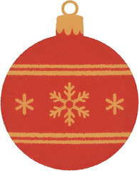 빨간색크리스마스볼장식_금색눈꽃무늬