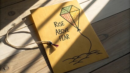 A kite drawing on paper with motivational message