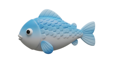 Isolated blue fish with scales on transparent background, png