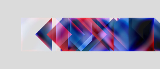 Fototapeta premium Abstract geometric shapes, vibrant colors, blue, red, white. Modern design, dynamic composition, clean lines, digital art.