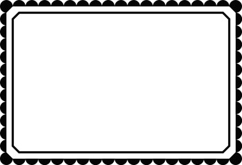 A simple black and white geometric border frame with round corner patterns. Perfect for certificate templates, invitations, posters, greeting cards, and minimalist design projects. 
