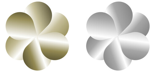 Elegant Metallic Gold and Silver Abstract Swirl Design Elements