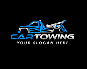 towing truck silhouette logo service modern style vector illustration 