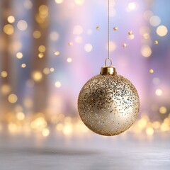 Minimal Christmas Ornament Suspended Mid-Air with Soft Golden Glow
