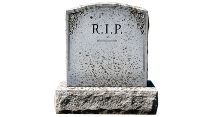 A gray tombstone with the letters r i p on it on transparent background, png