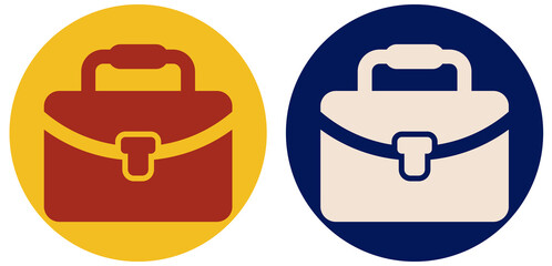 Professional Briefcase Icon Duo: Flat Design Symbols for Business, Work, and Corporate Concepts on Web and App UI