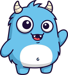 Fototapeta premium Whimsical blue cartoon monster peeking with wide eyes and a playful grin, perfect for children's designs and fun branding.