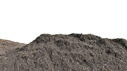 Close-up shot large mound or pile of dark, rich organic material, likely compost, mulch, or soil,...