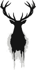 Silhouette of a deer head vector with antlers, perfect for a wildlife or Christmas illustration