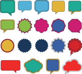 Colorful speech bubble set vector icons for talk, chat, and communication design elements