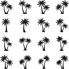 Fototapeta premium Stock image websites often categorize this as a set of palm trees vector silhouette for a tropical beach summer design with a leaf pattern or coconut tree illustration