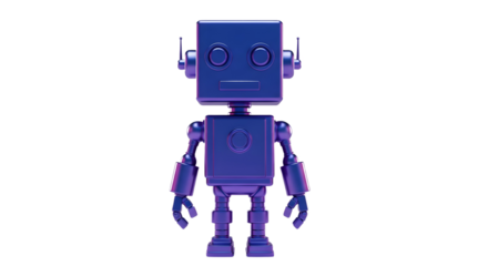 A square headed blue robot on transparent background, png