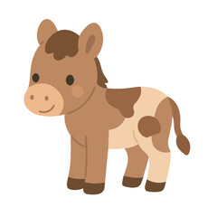 Cute little calf standing, soft flat vector cartoon illustration, isolated adorable farm animal