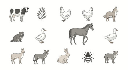 Fototapeta premium Icon set for design material and graphic resource UI and UX such as travelling, music, business etc.