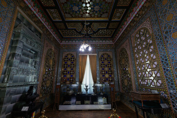 Obraz premium Guest room of Sitorai Mokhi-Khosa Palace in Bukhara, Uzbekistan