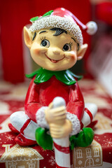 Christmas Elf Holding a Candy Cane Decoration Ornament