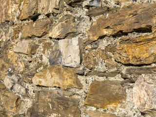 Rustic stone wall with weathered texture and natural patterns