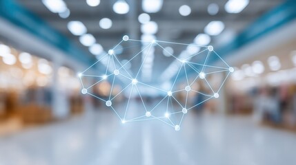 Innovative Digital Transformation Concept with Network Overlays and Abstract Connections Enhancing Business Environments in Modern Corporate Spaces