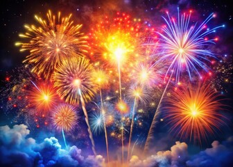 Colorful Firework Exploding in Sky