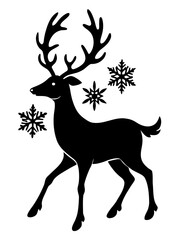 Fototapeta premium Elegant silhouette of a reindeer with flowing snowflake trail vector illustration