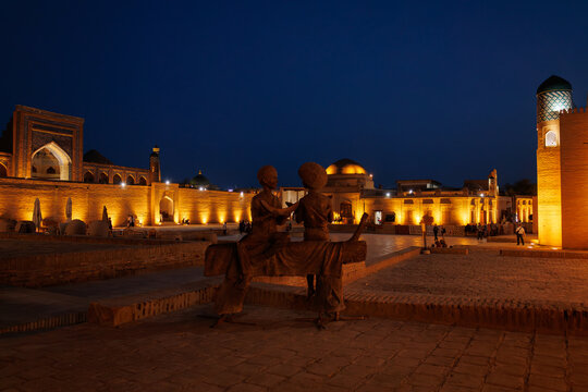 night view of zindan in Khiva, Uzbekistan