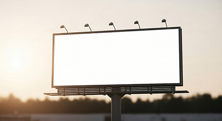 Fototapeta premium Blank Billboard Against Sunset Sky Mockup for Advertising