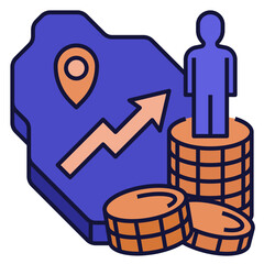 Gross Domestic Product Icon Filled Outline Style