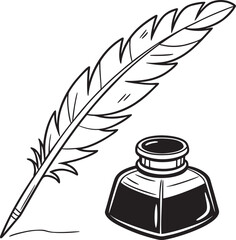 Classic Feather Pen with Ink for Writing