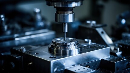 Precision Metal Cutting Process in Modern Manufacturing Environment with CNC Machinery and Industrial Equipment