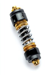 Close-up of a  black and gold shock absorber