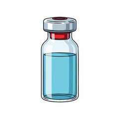 Medical Vial Illustration A Clean, Detailed Depiction of a Vaccine Vial with Liquid Contents for Healthcare and Science