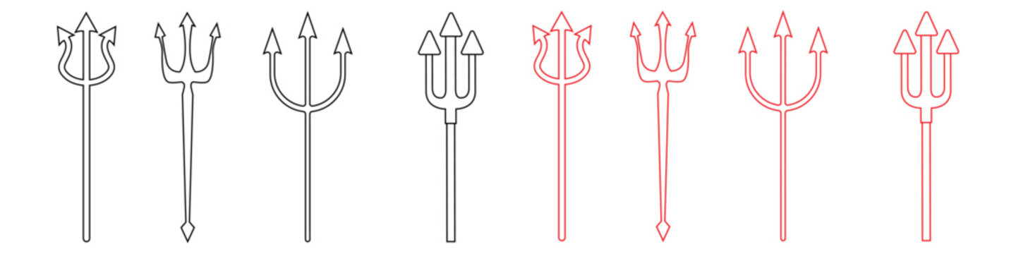 Trident devil icon vector set. pitchfork illustration sign collection. hell symbol.