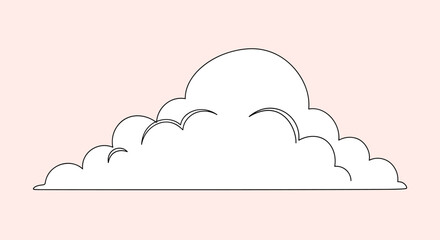 Fototapeta premium A simple white cloud floats gently in the soft pink sky on a peaceful day.