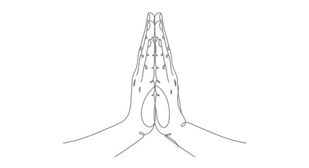 Fototapeta premium Continuous line drawing of hands in prayer gesture evoking spirituality and mindfulness