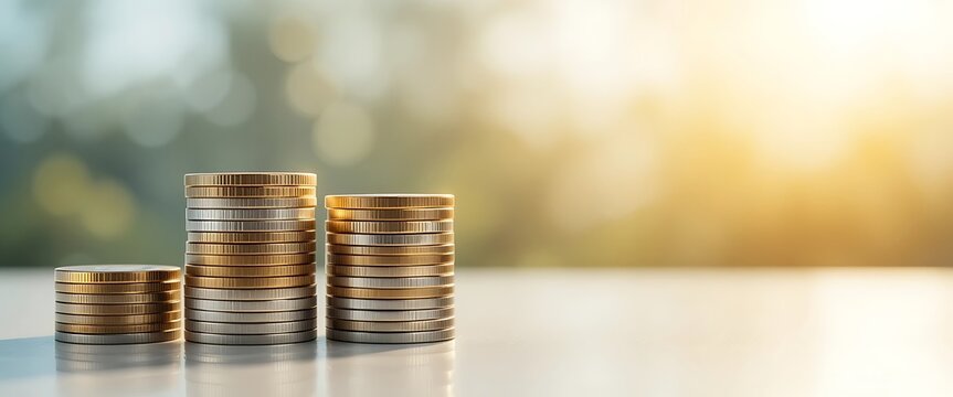 Growing Wealth: Stacks of Coins Representing Financial Growth and Investment