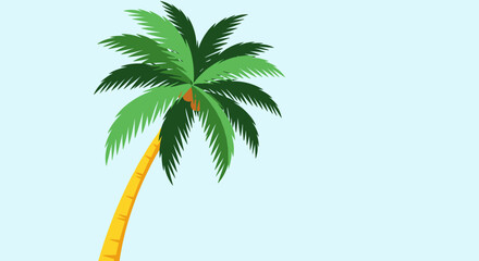 Obraz premium A lone palm tree sways gently under a clear blue sky on a warm summer day.
