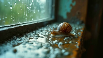 Window sill snails and rainy scenes