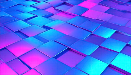 Vibrant Blue Pink Chrome Checkerboard Pattern Background