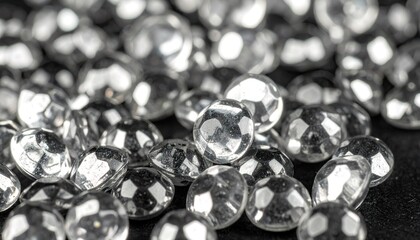 Abstract Closeup of Liquid Mercury Droplets Cluster