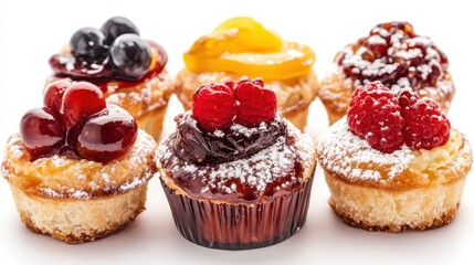Assorted French Pastries With Berries And Fruit On Display