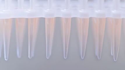 Close up of pipette tips ready for laboratory use