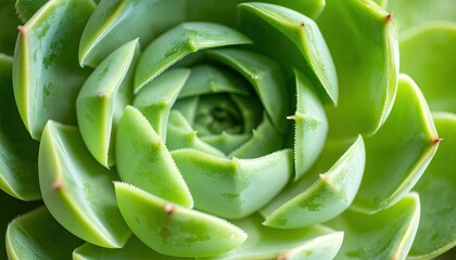 Close Up of Green Succulent Rosette Spiral