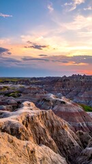 Naklejka premium Colorful badlands sunset vista