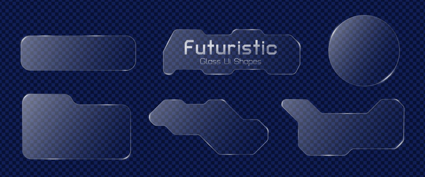 Futuristic transparent liquid glass ui  buttons and elements 