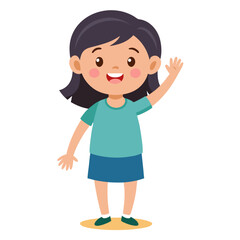 Girl waving hello vector on white background