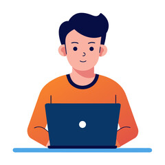 vector illustration of a man with laptop