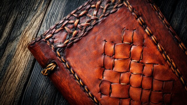 Detailed image of a well-crafted leather book binding