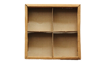 empty brown cardboard box with four compartments